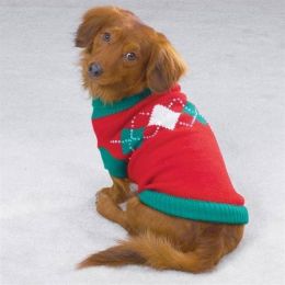 Sequin Studded Argyle Pet Sweater - XL