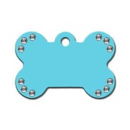 Diva Turquoise Large Bone ID Tag w/ Clear Stones