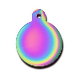 Polished Rainbow Circle ID Tag