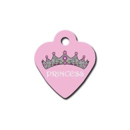 Small Pink Princess Heart ID Tag