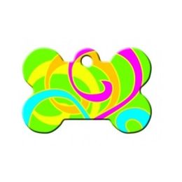 Neon Swirls Bone ID Tag