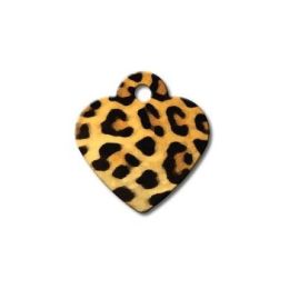 Leopard Print Small Heart ID Tag