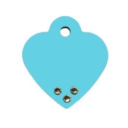 Turquoise Small Heart ID Tag w/ Clear Stones
