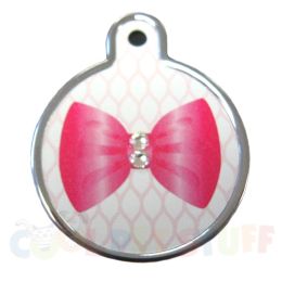 Pink Bow w/ Crystals & Raised Edge