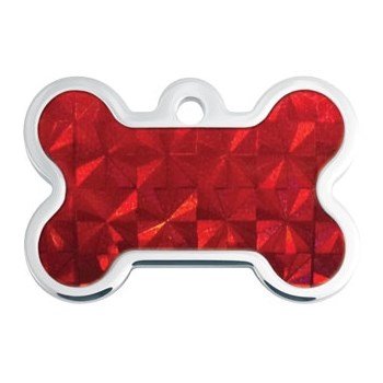 Red Hologram Raised Edge Large Bone ID Tag Red Hologram Raised Edge Large Bone ID Tag