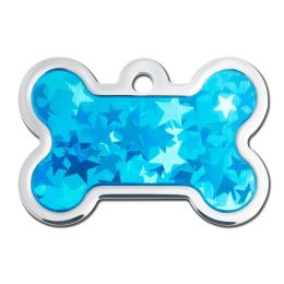 Large Blue Hologram Bone ID Tag