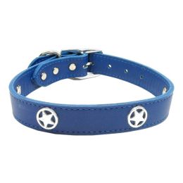 Blue Western Star Leather Dog Collar (Option One: 26)