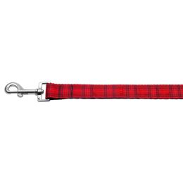 Red Plaid Nylon Ribbon Dog Leash (Option One: Small)
