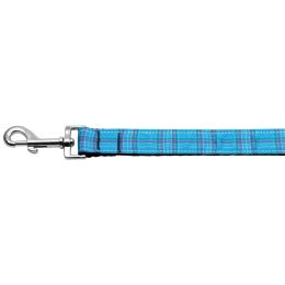 Blue Plaid Nylon Ribbon Dog Leash (Option One: Small)