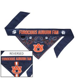 Auburn Tigers Pet Reversible Paisley Bandana (Size: Large)