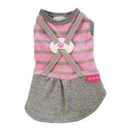 Pink And Grey Striped Pet Dress (Option One: XS)