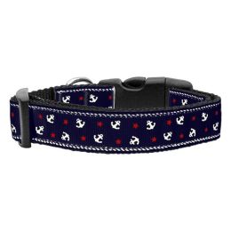 Anchors Nylon Ribbon Dog Collar (Option One: Large)
