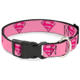 Buckle-Down Superman Shield Pink Pet Collar (Option One: Medium)