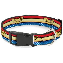 Buckle-Down Wonder Woman Logo Stripe Pet Collar (Option One: Medium)