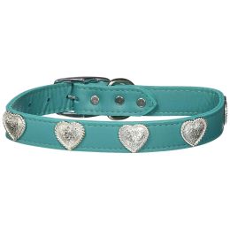 Jade Western Heart Leather Dog Collar (Option One: 26)